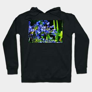 Mystical Blue Flowers & Green/Dark background Hoodie